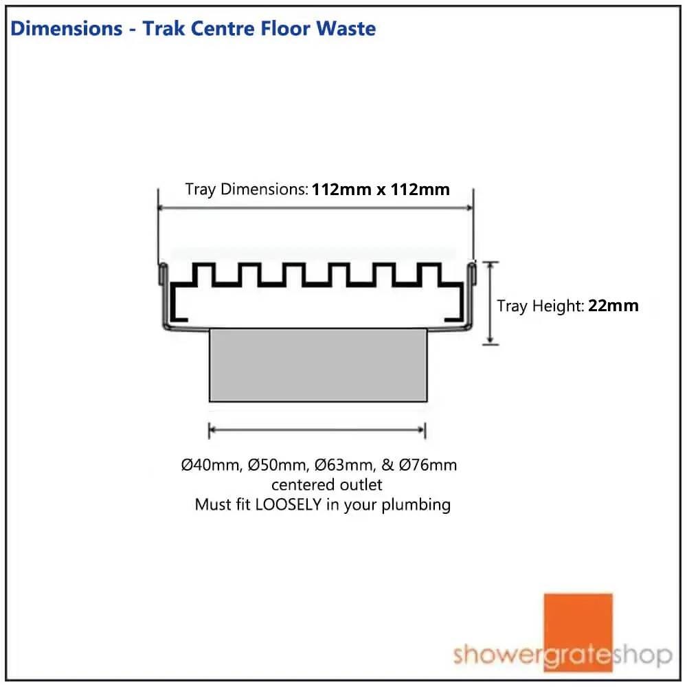 Trak Centre Floor Waste - Square Dimensions