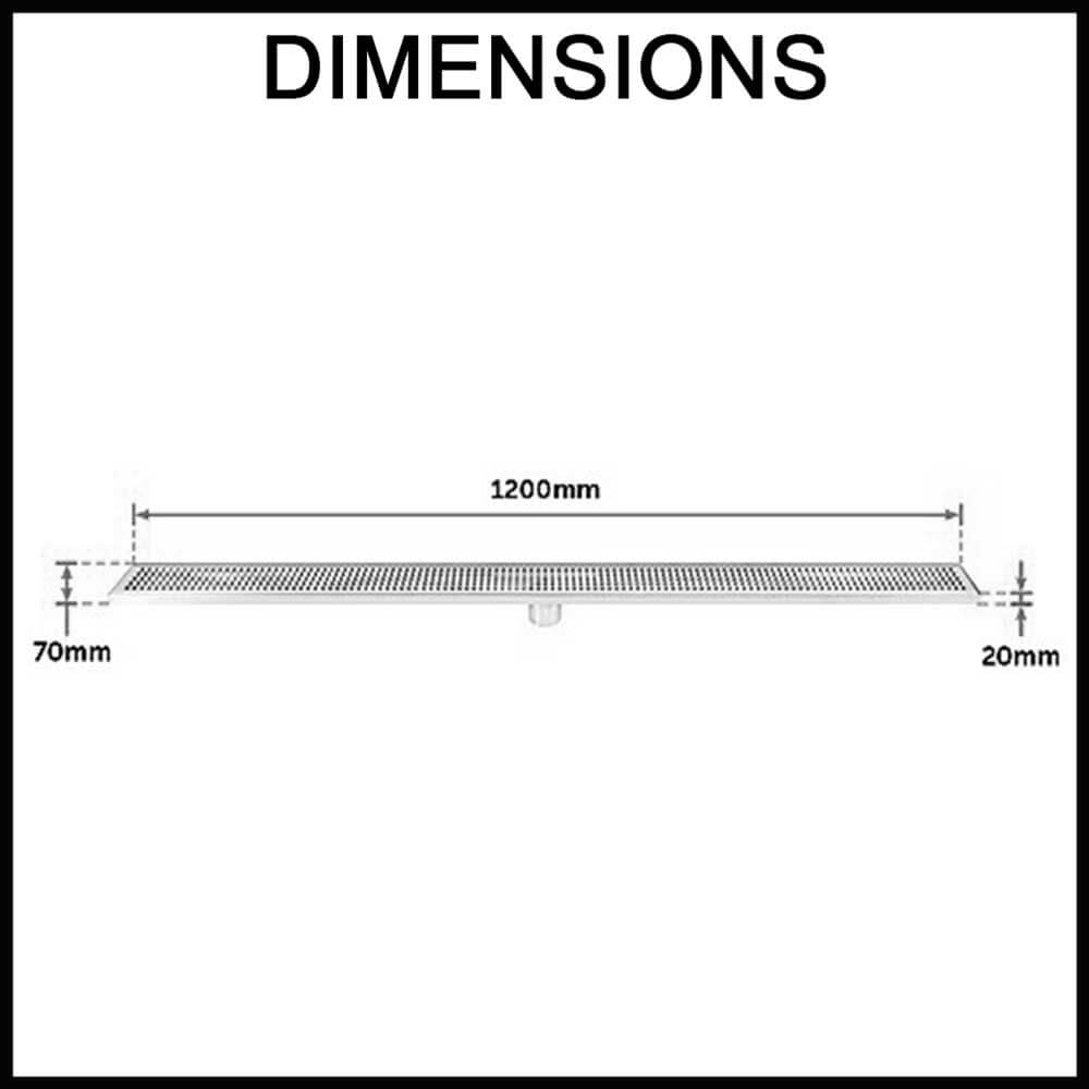 1200mm stainless steel linear shower grate dimensions