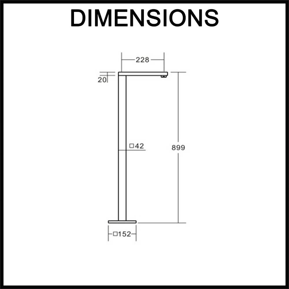 AQUAZZONE Floor Mount Bath Filler Dimensions