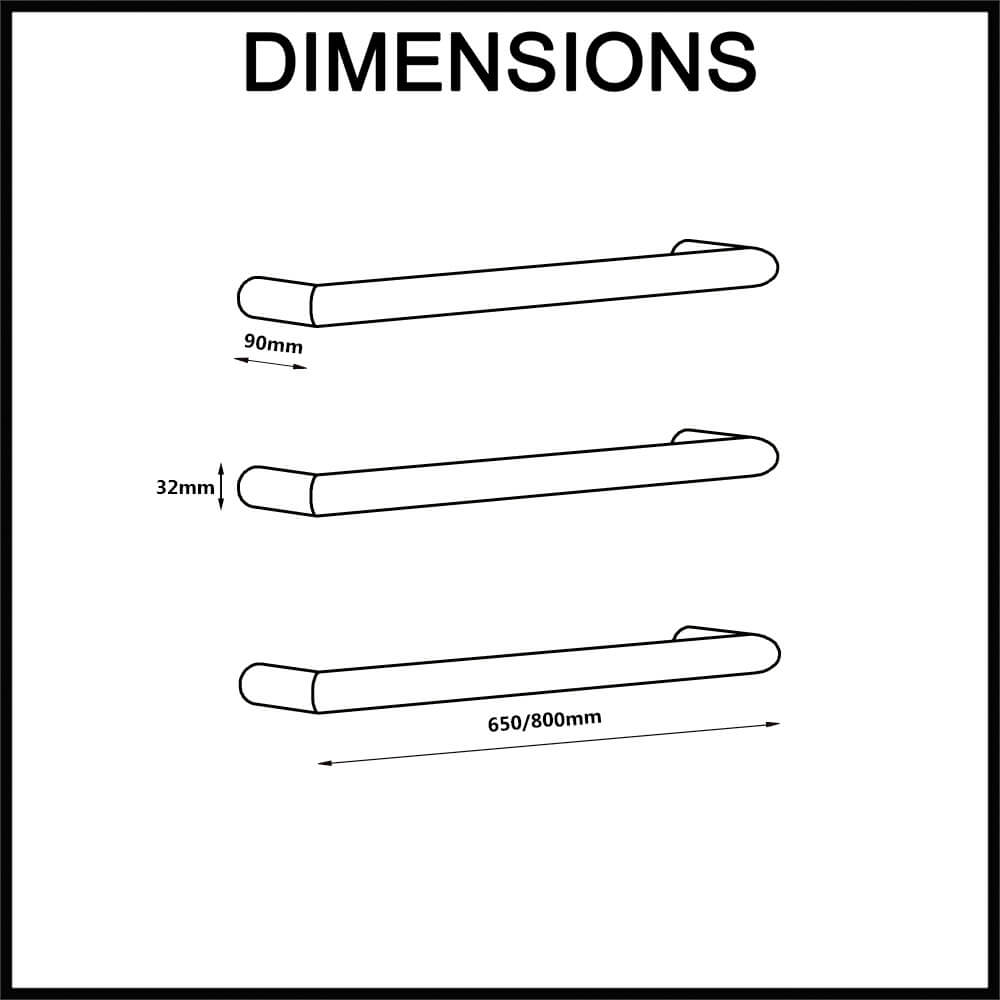 Radiant SBRTR Heated Towel Rail Dimensions