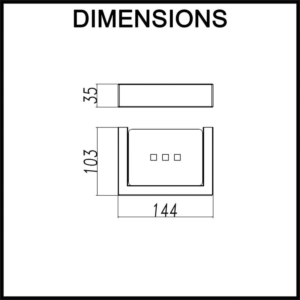 Cavallo Square Soap Dish - Dimensions