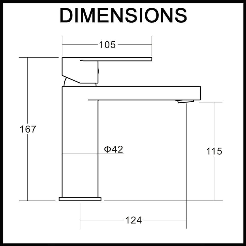 KALI Basin Mixer Tap Dimensions Guide