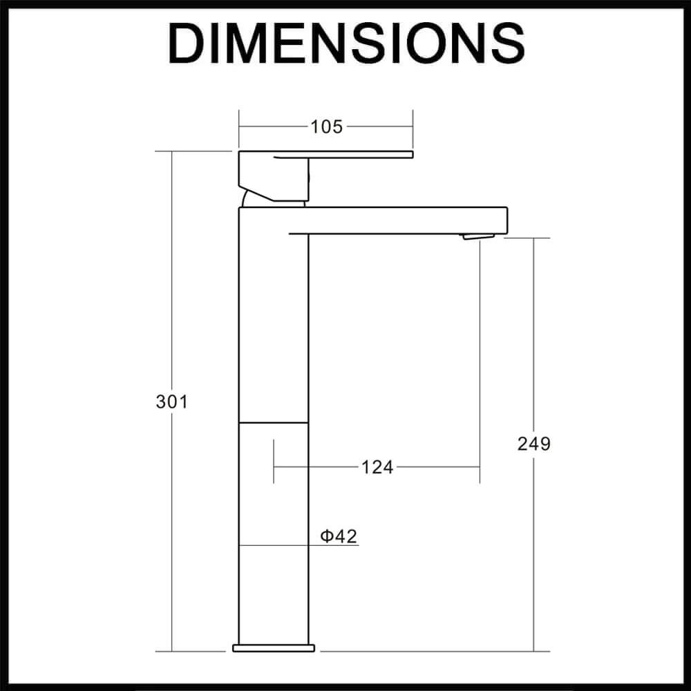 KALI Extended Basin Mixer Tap Dimensions Guide
