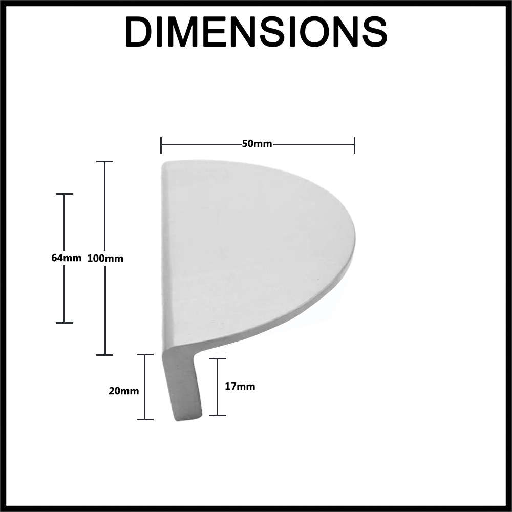 Manovella Iris Half Moon Cabinet Drawer Handle - 100mm - Dimensions