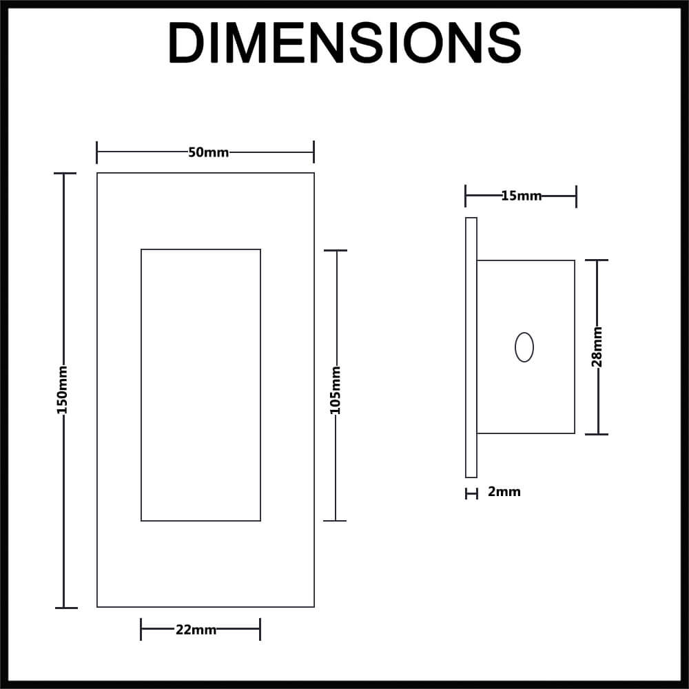 Manovella Sliding Door Flush Pull - 150mm x 50mm - Satin Brass Dimensions