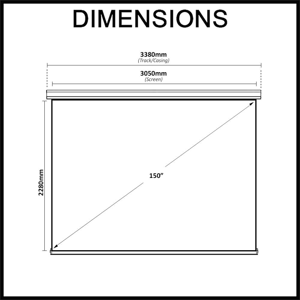 150 in projector screen with remote