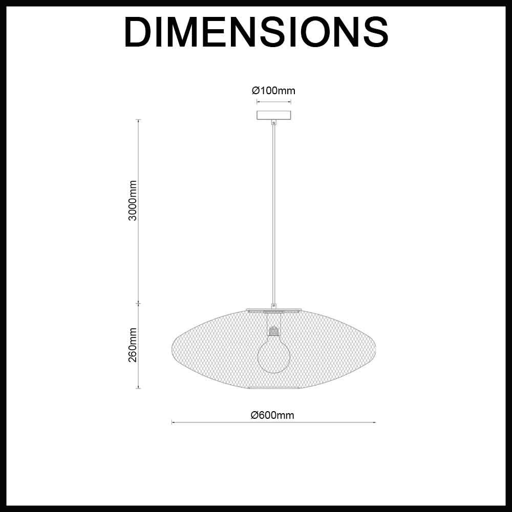Golpe Interior Pendant Light - Oval Stainless Steel - 600mm - Champagne Gold