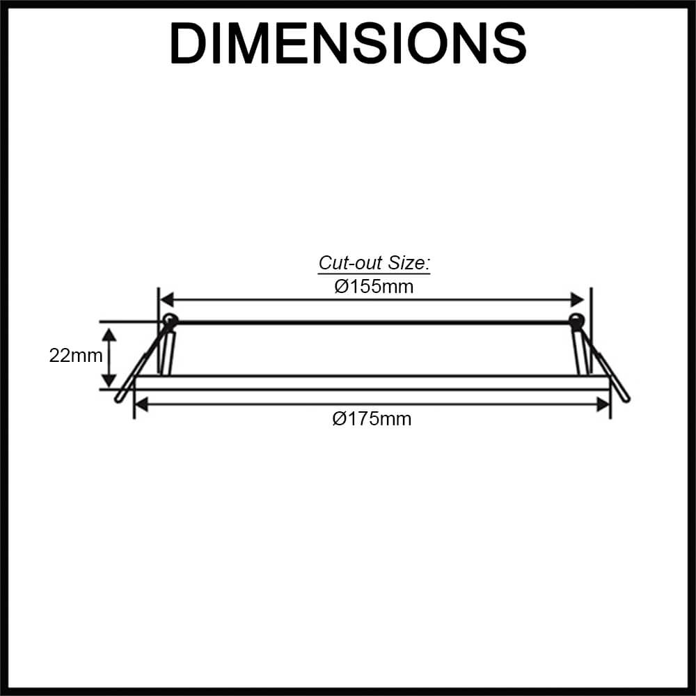 12W 155mm cut out LED round down light dimensions
