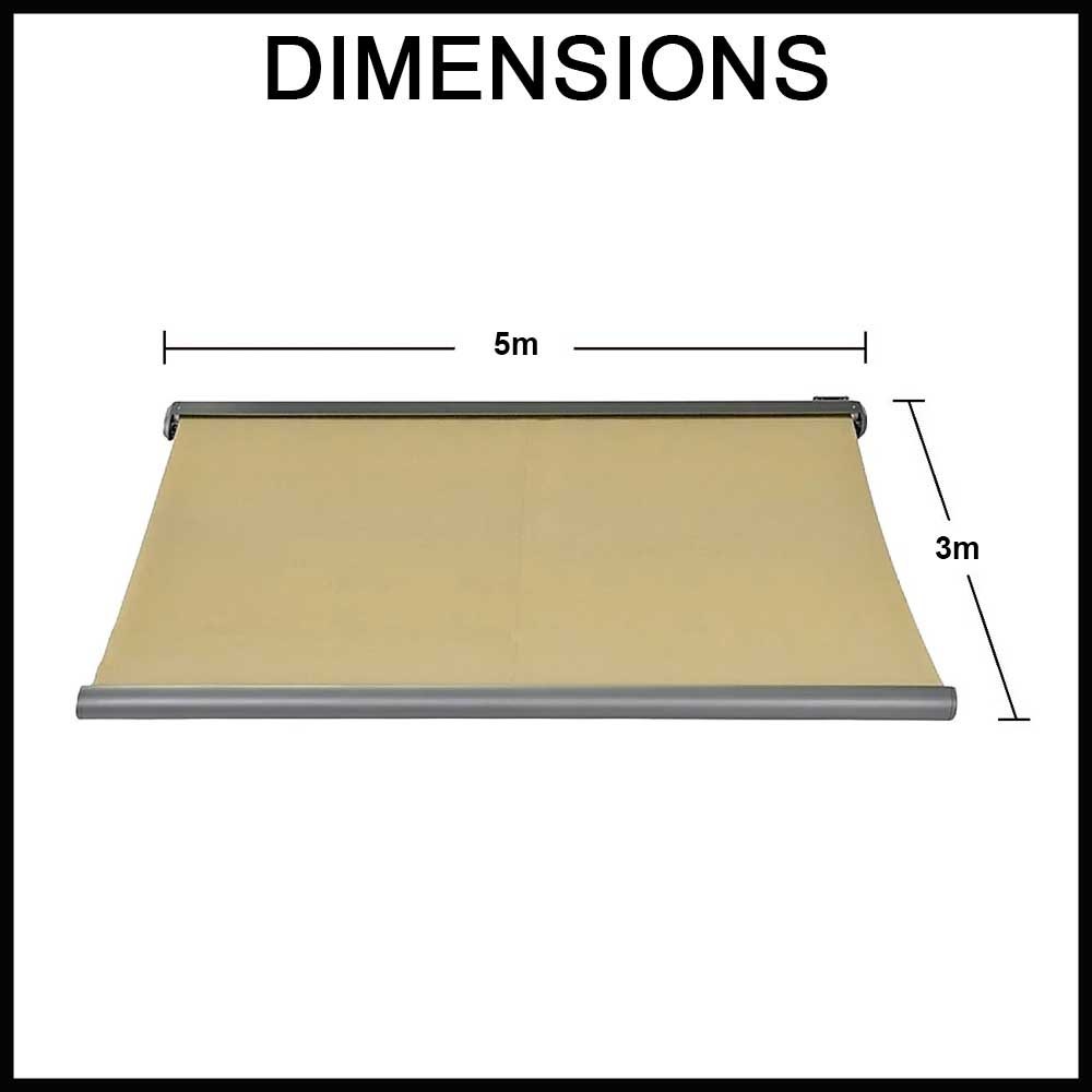 Bariloche Motorised Awning - 5.0m x 3.0m - Heavy Duty - Full Cassette - UV40+