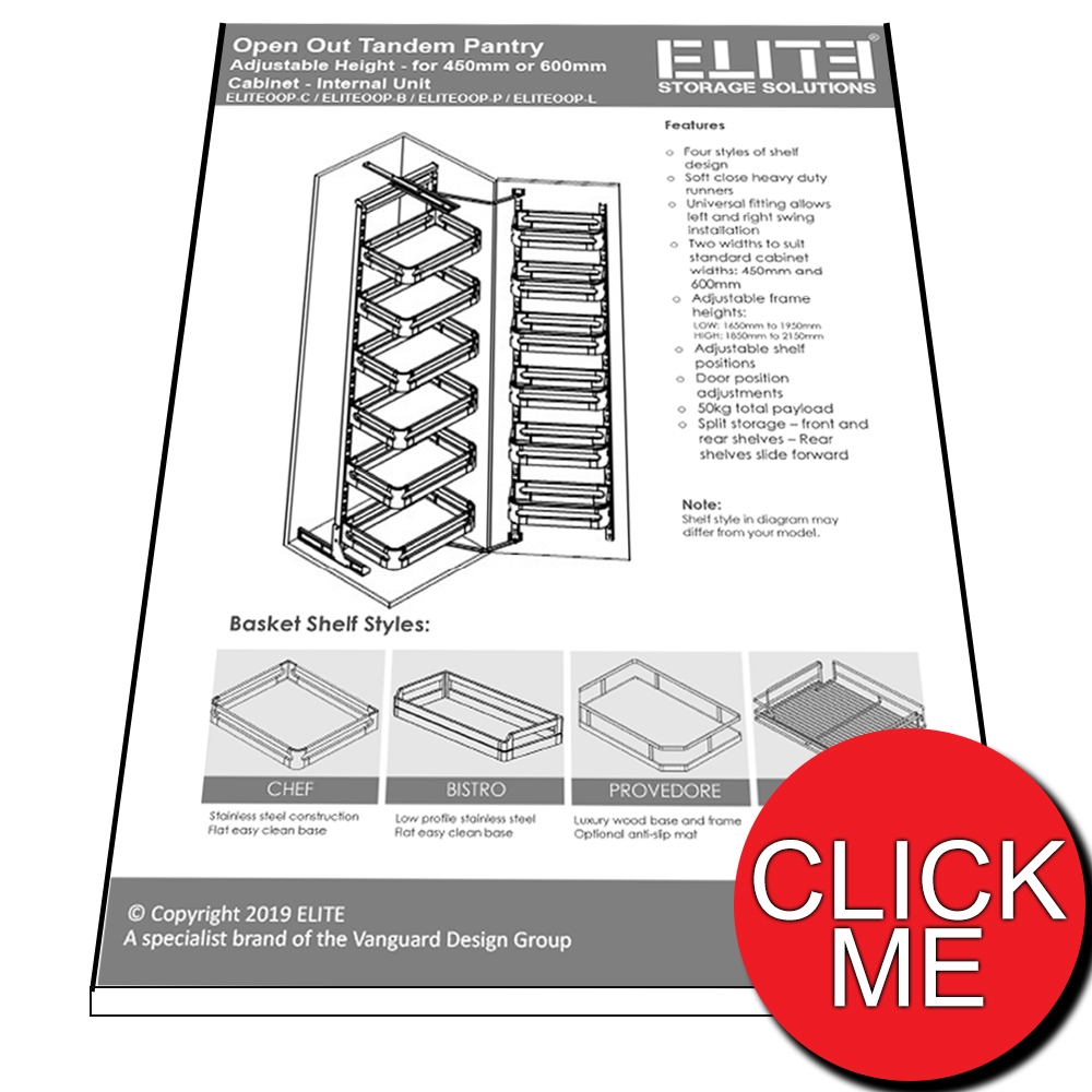 elite nero open out pantry 600mm