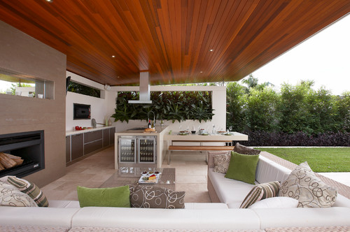 modern patio with kitchen