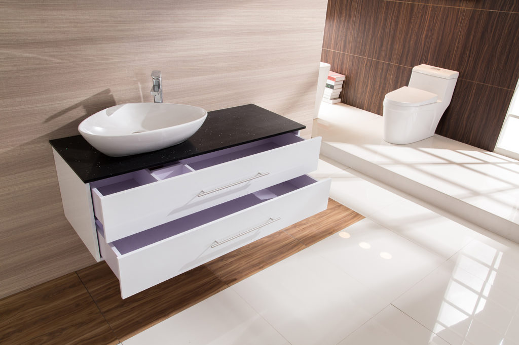 wall-hung vanities for small bathrooms Bathroom Vanity Unit with Integrated Stone Top Basin - 1200mm